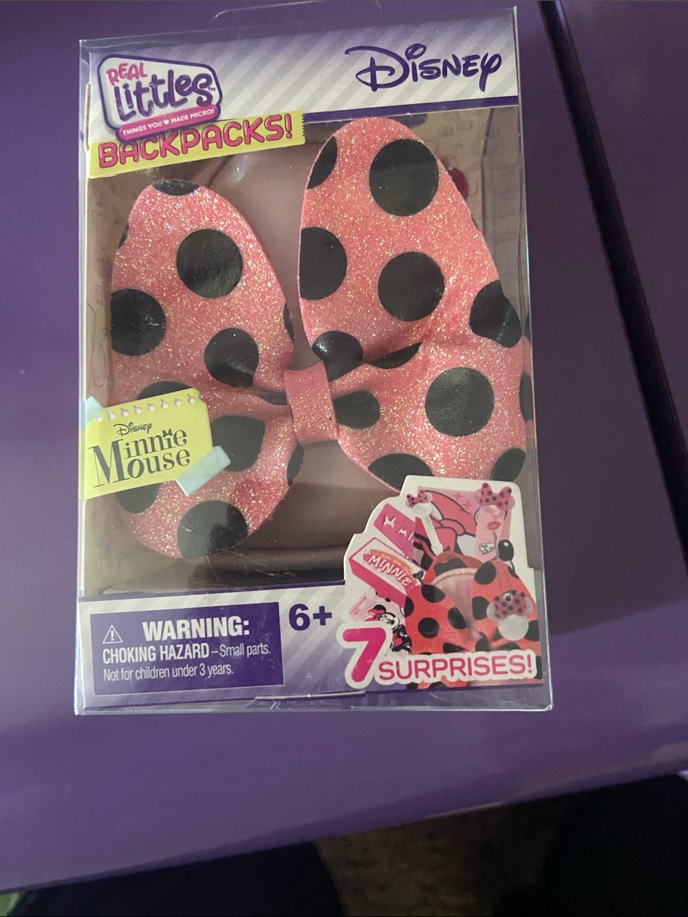 Disney Minnie Mouse Glitter Polka Dot Bow - Pink and Black